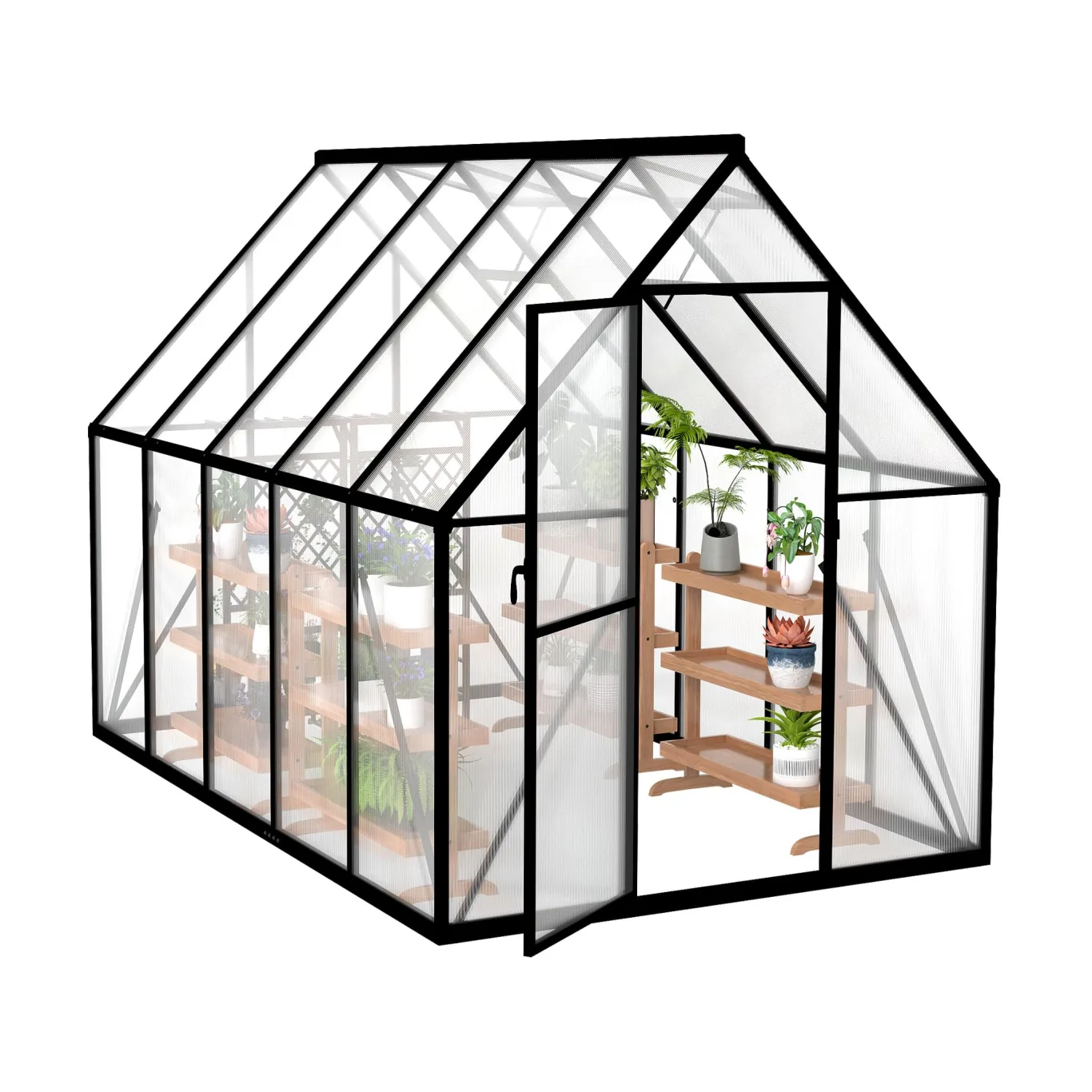 YRHome Premium Gewächshaus Aluminium 280x180x195cm 5.04m² Begehbares Garten-Gewächshaus mit verstärktem Fundament & Dachfenster & Tür Wetterfest & temperaturbeständig für Tomaten, Gemüse & Pflanzen - Bild 1