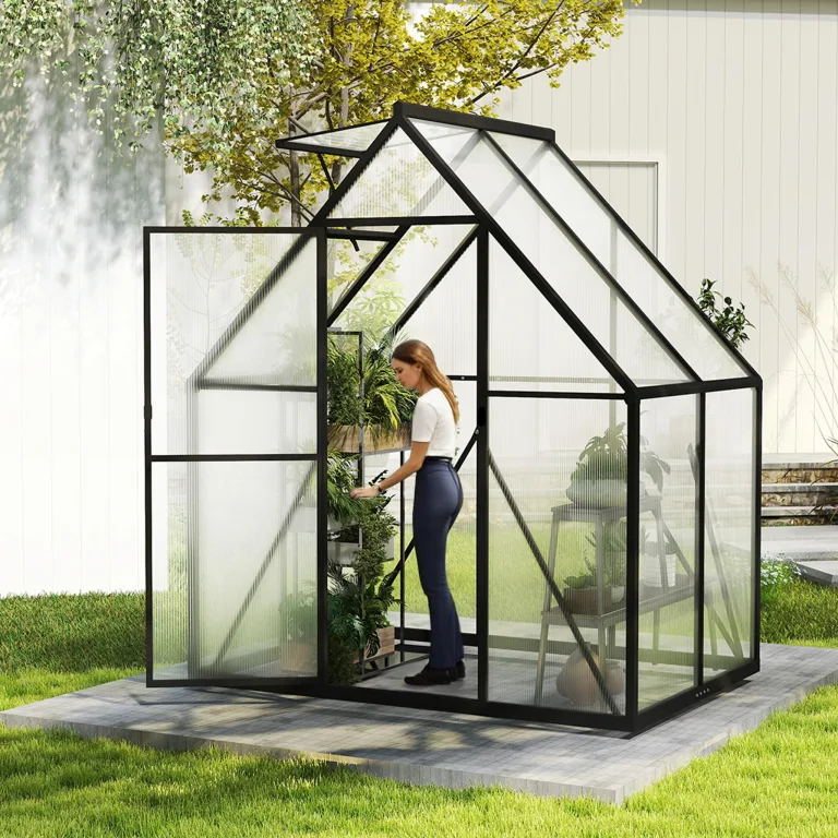 YRHome Premium Gewächshaus Aluminium 125x180x195cm 2.25m² Begehbares Garten-Gewächshaus mit verstärktem Fundament & Dachfenster & Tür Wetterfest & temperaturbeständig für Tomaten, Gemüse & Pflanzen – Bild 9