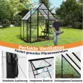 YRHome Premium Gewächshaus Aluminium 125x180x195cm 2.25m² Begehbares Garten-Gewächshaus mit verstärktem Fundament & Dachfenster & Tür Wetterfest & temperaturbeständig für Tomaten, Gemüse & Pflanzen - Thumbnail 4