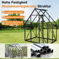 YRHome Premium Gewächshaus Aluminium 125x180x195cm 2.25m² Begehbares Garten-Gewächshaus mit verstärktem Fundament & Dachfenster & Tür Wetterfest & temperaturbeständig für Tomaten, Gemüse & Pflanzen - Thumbnail 7