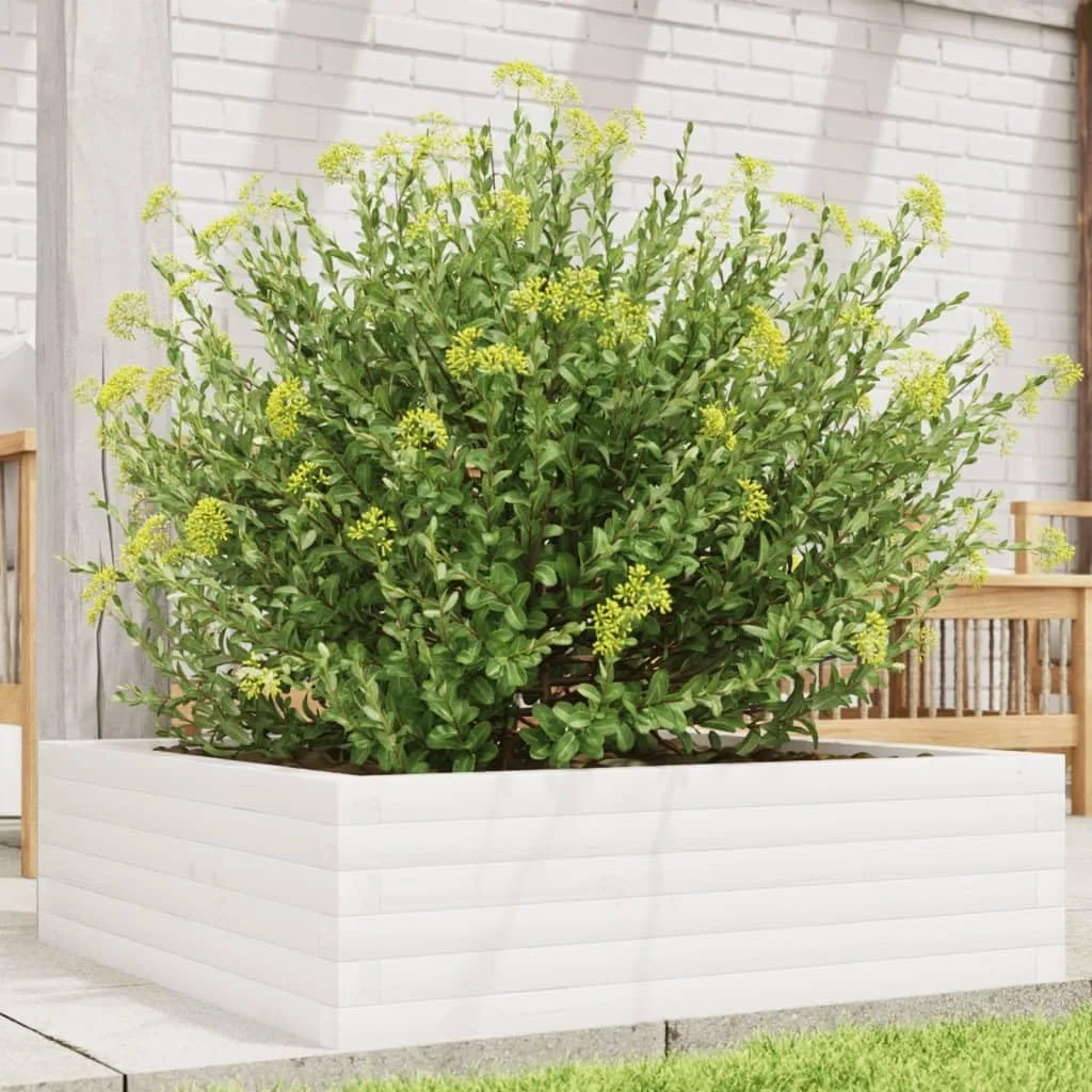 Gecheer Pflanzkübel Weiß Robustes Massivholz Kiefer großzügiger Platz für Pflanzen Gemüse Kräuter und Blumen ideal für Garten Balkon Terrasse - Bild 1