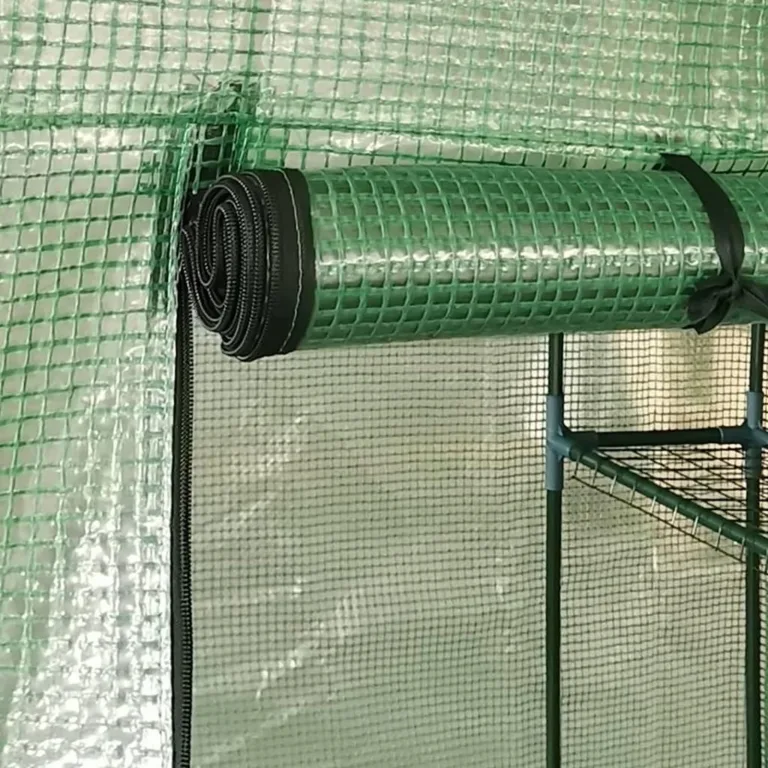 Gecheer Gewächshaus mit Ablagen Stahl 227x223 cm großes Gewächshaus PE-Netzgewebe 170 g/m² Robustes Stahlgerüst für Pflanzen und Gemüse – Bild 6