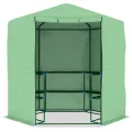 Gecheer Gewächshaus mit Ablagen Stahl 227x223 cm großes Gewächshaus PE-Netzgewebe 170 g/m² Robustes Stahlgerüst für Pflanzen und Gemüse - Thumbnail 4
