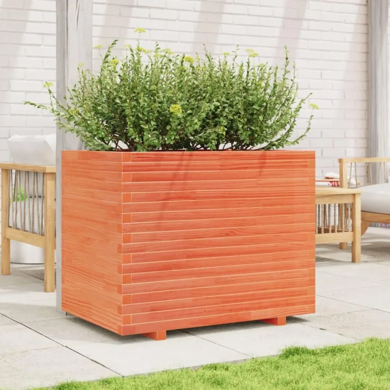 Gecheer Pflanzkübel Wachsbraun massivholz Kiefer großzügiges Fassungsvermögen dekorative Funktion für Gärten Balkone Terrassen – Bild 3