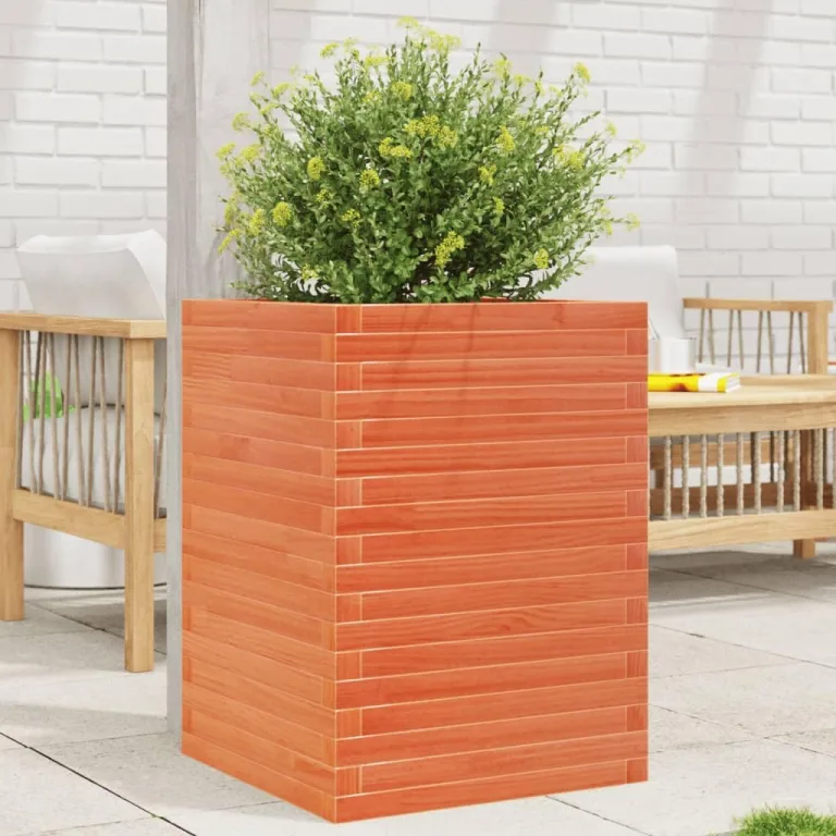 Gecheer Pflanzkübel Wachsbraun massivholz Kiefer großzügiges Fassungsvermögen dekorative Funktion für Gärten Balkone Terrassen – Bild 10
