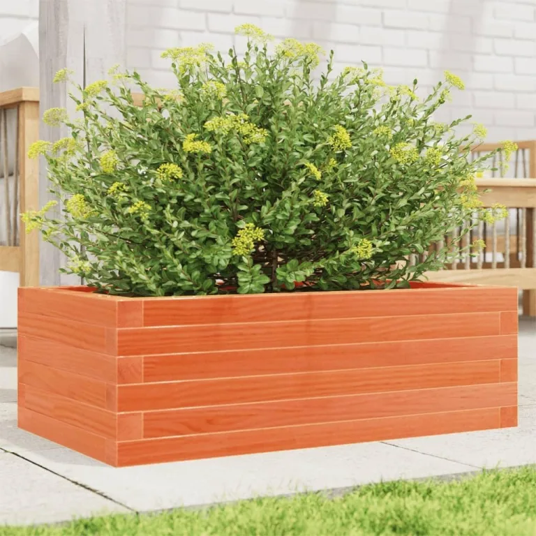 Gecheer Pflanzkübel Wachsbraun Massivholz Kiefer großzügig für Blumen und Pflanzen Garten Balkon Terrasse – Bild 2