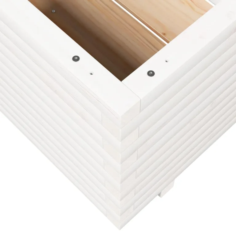Gecheer Pflanzkübel Weiß massivholz Kiefer großes Fassungsvermögen dekorative Funktion für Gärten Balkone Terrassen – Bild 8