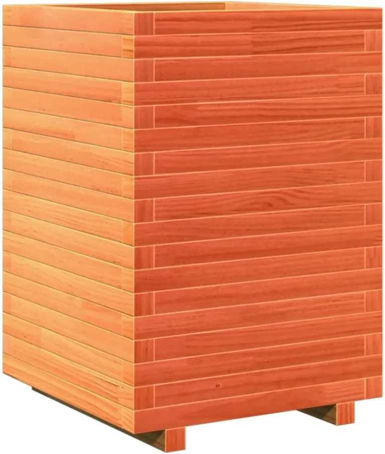 Gecheer Pflanzkübel Wachsbraun 50x50x72 cm Massivholz Kiefer großer Raum für Pflanzen Dekoration für Gärten Balkone Terrassen – Bild 3