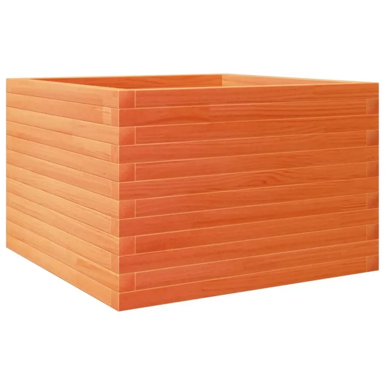 Gecheer Pflanzkübel Wachsbraun, 70x70x45,5 cm, Massivholz Kiefer, robust, viel Platz für Pflanzen, offener Boden – Bild 2