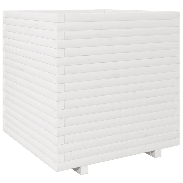 Gecheer Pflanzkübel Weiß 70x70x72,5 cm Massivholz Kiefer für Gärten Balkone Terrassen – Bild 2