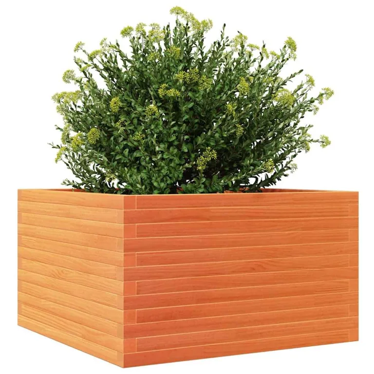 Gecheer Pflanzkübel Wachsbraun 80x80x46 cm Massivholz Kiefer Robustes Holzbeet für Garten Dekoration – Bild 3