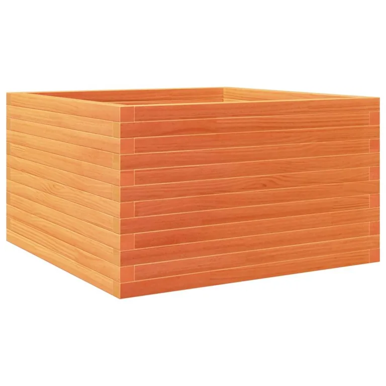 Gecheer Pflanzkübel Wachsbraun 80x80x46 cm Massivholz Kiefer Robustes Holzbeet für Garten Dekoration – Bild 7