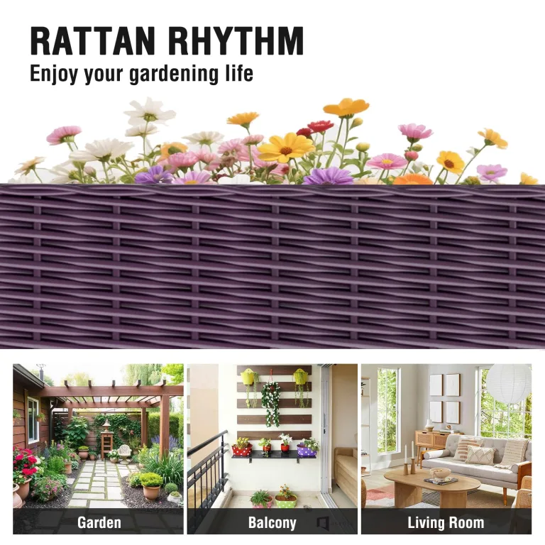 Hochbeet mit Verstärkungsstäben, Erhöhte Pflanzkasten Blumenkasten Hochbeete-kit für Garten/Balkon/Terrasse, 120 x 40 x 50 cm, lila – Bild 7