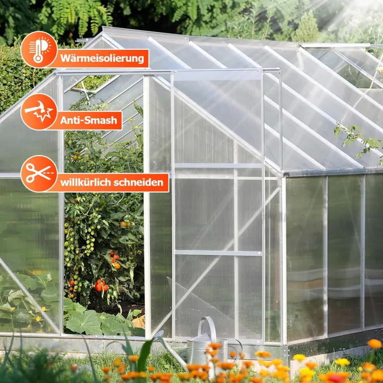 14x Polycarbonat Hohlkammerstegplatten 4mm, 60,5x121 cm Doppelstegplatte Gewächshausplatten für Gewächshaus Gartenbau Ersatzplatten – Bild 3