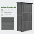 M MCombo Gartenschrank Holz, Gartenhaus Klein Wetterfest, Outdoor Gerätehaus Geräteschuppen, für Außenbereich Balkon Terrasse, 55×90×169cm, 0878EY-F (Grau) - Thumbnail 6