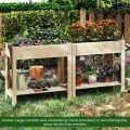 COSTWAY Hochbeet mit Ablage, Erhöhtes Gartenbeet aus Holz, Pflanzkasten mit Entwässerung, Gemüsebeet Kräuterbeet groß, für Balkon Garten Terrasse, 81 x 37 x 77 cm, Natur - Thumbnail 8
