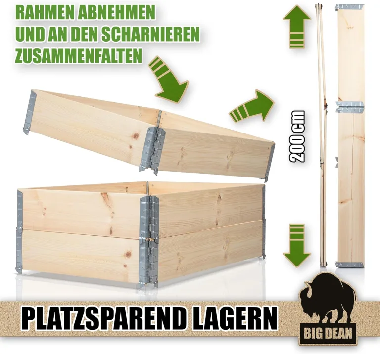 3 Stück Hochbeet für Garten Holz Beet Hochbeete-Kit Palettenrahmen 120x80cm – Bild 4