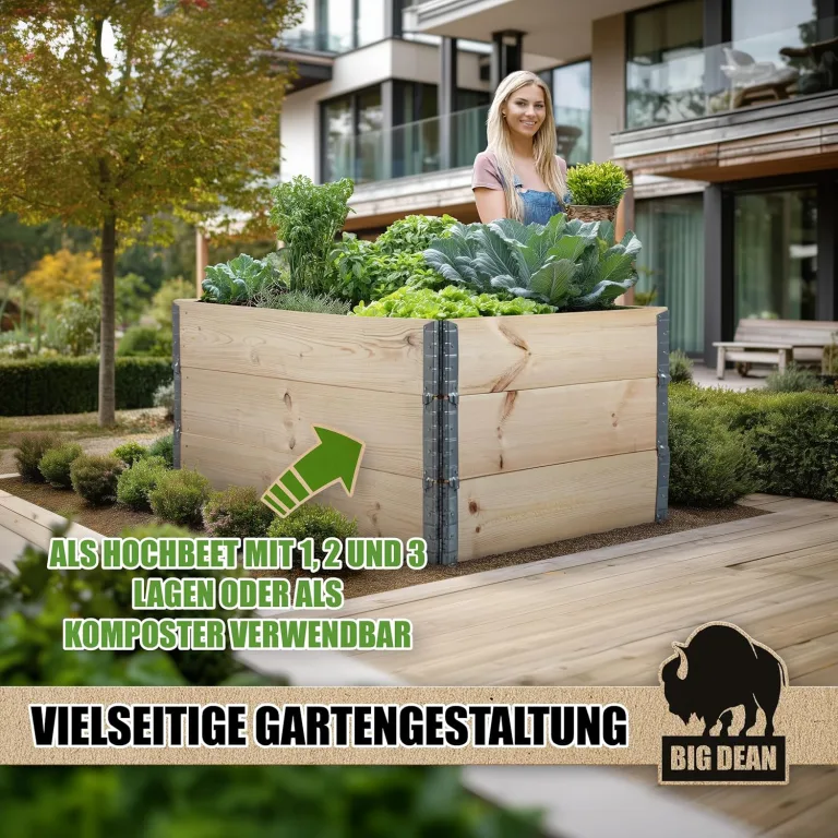 3 Stück Hochbeet für Garten Holz Beet Hochbeete-Kit Palettenrahmen 120x80cm – Bild 6