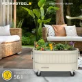 Permasteel Selbstbewässerndes Gartenbeet, rollender Übertopf für Gemüse, Blumen, Kräuter und Obst, für den Innen- und Außenbereich, mit Rollen, elfenbeinfarben - Thumbnail 2