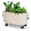 Permasteel Selbstbewässerndes Gartenbeet, rollender Übertopf für Gemüse, Blumen, Kräuter und Obst, für den Innen- und Außenbereich, mit Rollen, elfenbeinfarben - Thumbnail 1