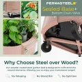 Permasteel selbstbewässerndes Gartenbeet, rollender Pflanztopf für Gemüse, Blumen, Kräuter und Obst, für drinnen und draußen, mit Rädern, Rosa - Thumbnail 5
