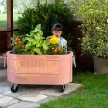 Permasteel selbstbewässerndes Gartenbeet, rollender Pflanztopf für Gemüse, Blumen, Kräuter und Obst, für drinnen und draußen, mit Rädern, Rosa - Thumbnail 9