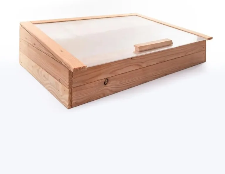 Premium Frühbeet 116x76x30 cm aus europäischer Lärche mit Klappdeckel - Wetterfest - Polycarbonat-Fenster - Hochbeet-Aufsatz aus Holz, kompatibel mit Hochbeet, für Garten, Balkon & Terrasse – Bild 1