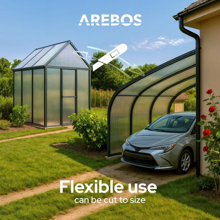 Arebos Hohlkammerstegplatten 10er Set | 121 x 60,5 cm | Polycarbonat Platten 6 mm stark | UV-beständig | 900 g/m² | Transparent | für Gewächshaus, Carport, Frühbeet, Überdachung – Bild 3