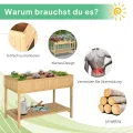 Outsunny Hochbeet mit Regal, erhöhtes Kräuterbeet mit Ablauflöcher, 8 Fächer, Pflanzkasten aus Holz, wetterbeständig Pflanzbeet Gemüsebeet für Garten, Balkon, 110 x 46 x 76 cm Naturholz - Thumbnail 3