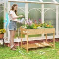 Outsunny Hochbeet mit Regal, erhöhtes Kräuterbeet mit Ablauflöcher, 8 Fächer, Pflanzkasten aus Holz, wetterbeständig Pflanzbeet Gemüsebeet für Garten, Balkon, 110 x 46 x 76 cm Naturholz - Thumbnail 7