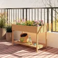 Outsunny Hochbeet mit Regal, erhöhtes Kräuterbeet mit Ablauflöcher, 8 Fächer, Pflanzkasten aus Holz, wetterbeständig Pflanzbeet Gemüsebeet für Garten, Balkon, 110 x 46 x 76 cm Naturholz - Thumbnail 9