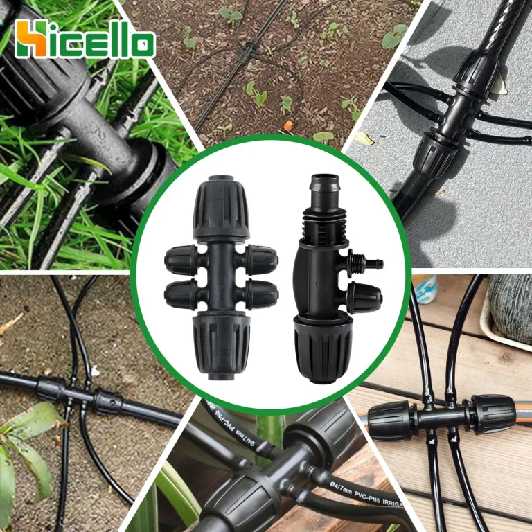 Bewässerungsarmaturen-Kit Tröpfchenbewässerungsbausätze 1/2 Zoll bis 1/4 Zoll Dripper Bewässerung für 16mm (10 Stück Barbed Tee 4-Wege+10 Stück Barbed Tee 6-Wege)，20 Stück – Bild 6