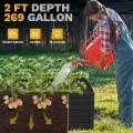 DWVO Hochbeet Metall 240x120x60cm mit Handschuhen, Gartenhochbeet aus Stahl, Rostfrei & Wetterfest, Stabiles verzinktes Beet mit Sicherheitsgummi für Gemüse Blumen Obst, Schwarz - Thumbnail 7