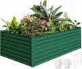 DWVO Hochbeet Metall 240x120x60cm mit Handschuhen, Gartenhochbeet aus Stahl, Rostfrei & Wetterfest, Stabiles verzinktes Beet mit Sicherheitsgummi für Gemüse Blumen Obst, Schwarz - Thumbnail 10
