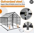 LZQ Gartengewächshaus Aluminium mit Fundament 380x250x205 cm Gewächshaus Pflanzenhaus mit Schiebetür und Dachfenster Treibhaus Gartenhaus Winterfest Aufzucht Tomatenhaus (8x12 ft) - Thumbnail 4