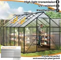 LZQ Gartengewächshaus Aluminium mit Fundament 380x250x205 cm Gewächshaus Pflanzenhaus mit Schiebetür und Dachfenster Treibhaus Gartenhaus Winterfest Aufzucht Tomatenhaus (8x12 ft) - Thumbnail 7