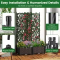 GOPLUS Blumenkasten mit Rankgitter, Hochbeet mit Spalier für Kletterpflanzen & Topfpflanzen, Tiefes Pflanzbeet mit Drainagelöchern für Balkon, Hinterhof & Garten (Schwarz,80 x 40 x 126 cm) - Thumbnail 8