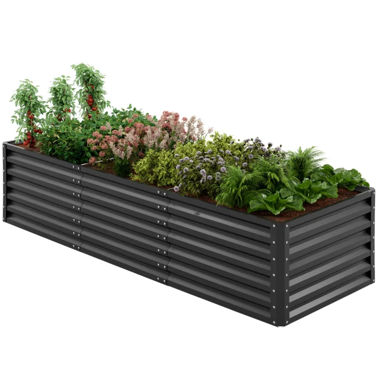 Amopatio Hochbeet Metall 2er-Set, Pflanzkasten Hochbeete für Garten, 240x90x60 cm, Hochbeete-kit für Gemüse Blumen Sukkulenten Kräuter, Blumenbeet & Pflanzentrog, Verzinkter Stahl, Schwarz – Bild 9
