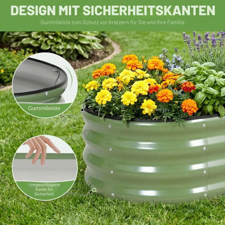 INNO STAGE Verzinktes Hochbeet, Metall, Pflanzkästen für den Außenbereich, für den Anbau von Gemüse, Kräutern, Blumen, Stahlpflanzen, Hochbeet, (Olivgrün, 4FTX2FTX1FT 2pack) – Bild 3