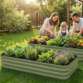 INNO STAGE Verstellbares Hochbeet, 150 x 90 x 30 cm, Pflanzkästen aus Metall für den Außenbereich zum Anbau von Gemüse, Kräutern und Blumen, Hochbeet-Bausatz aus Stahl – Olivgrün, 2er-Pack - Thumbnail 9