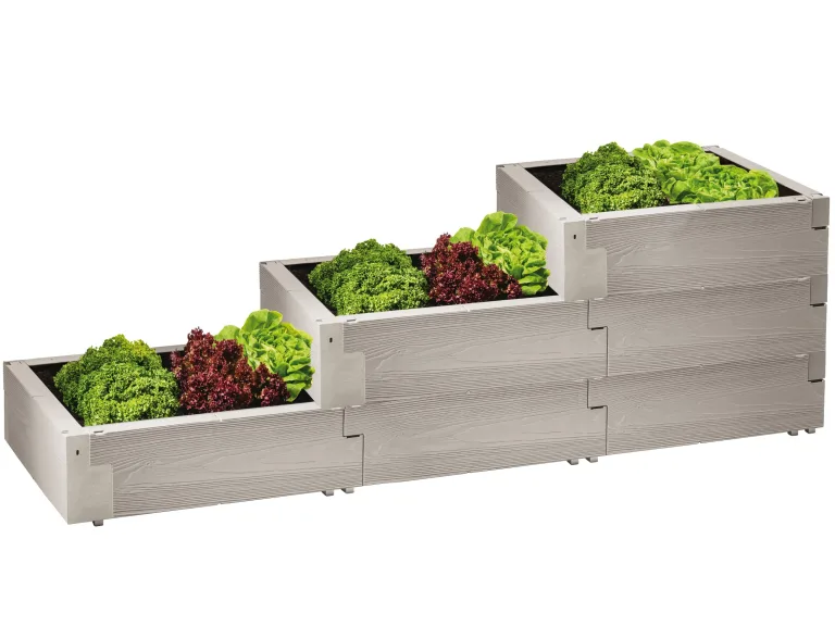 JUWEL Hochbeet Timber PFLANZTREPPE (3-stufiges Treppenhochbeet aus Kunststoff, witterungs- und frostbeständig, ideal für Kräuter, Gemüse & Blumen, ca. 190 x 60 x 60 cm, 100 % recycelbar) 20472 – Bild 1