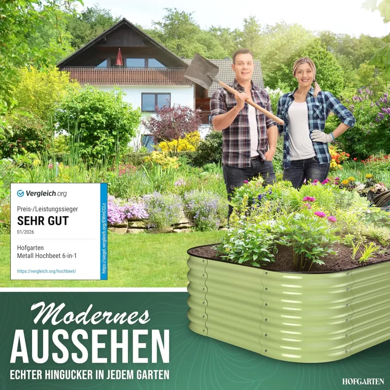 200x60x42 cm Hochbeet Metall I 6-in-1 Gartenbeet aus verzinktem Stahl I Pflanzbeet wetterfest & rostfrei I Ovales Gemüsebeet für Garten & Terasse I Hochbeet Bausatz ohne Boden (Salbei) – Bild 7