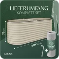 GRUNA - Hochbeet Metall 200x60x75 cm I 6 in 1 Modular Hochbeete-Kit I 100% Rostfrei I Formstabil Dank Verstrebung I Hochbeete für Garten I Hochbeet Creme Weiß (200x60x75) - Thumbnail 2