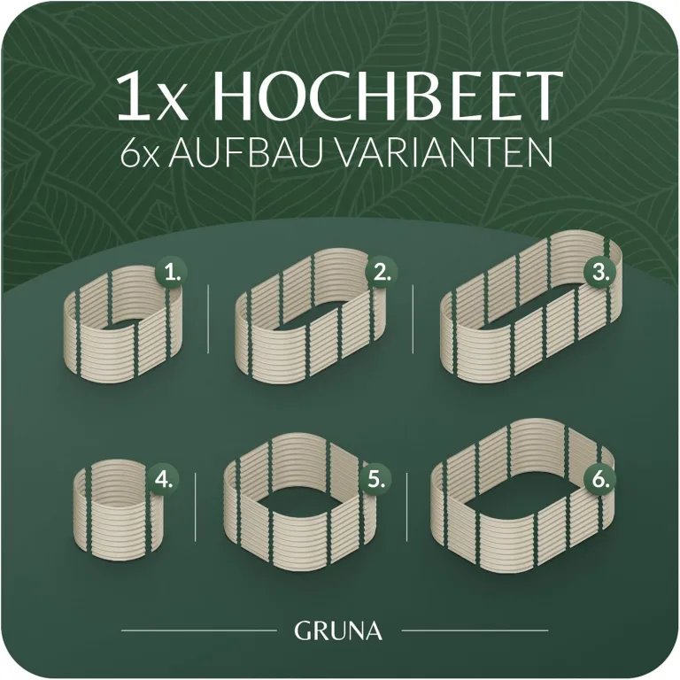 GRUNA - Hochbeet Metall 200x60x42 cm I 6 in 1 Modular Hochbeete-Kit I 100% Rostfrei I Formstabil Dank Verstrebung I Hochbeete für Garten I Hochbeet Creme Weiß (200x60x42) – Bild 5