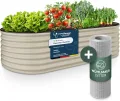 GRUNA - Hochbeet Metall 200x60x42 cm I 6 in 1 Modular Hochbeete-Kit I 100% Rostfrei I Formstabil Dank Verstrebung I Hochbeete für Garten I Hochbeet Creme Weiß (200x60x42) - Thumbnail 1