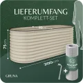 GRUNA - Hochbeet Metall 200x80x75 cm I 6 in 1 Modular Hochbeete-Kit I 100% Rostfrei I Formstabil Dank Verstrebung I Hochbeete für Garten I Hochbeet Creme Weiß (200x80x75) - Thumbnail 2