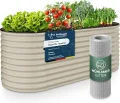 GRUNA - Hochbeet Metall 200x80x75 cm I 6 in 1 Modular Hochbeete-Kit I 100% Rostfrei I Formstabil Dank Verstrebung I Hochbeete für Garten I Hochbeet Creme Weiß (200x80x75) - Thumbnail 1