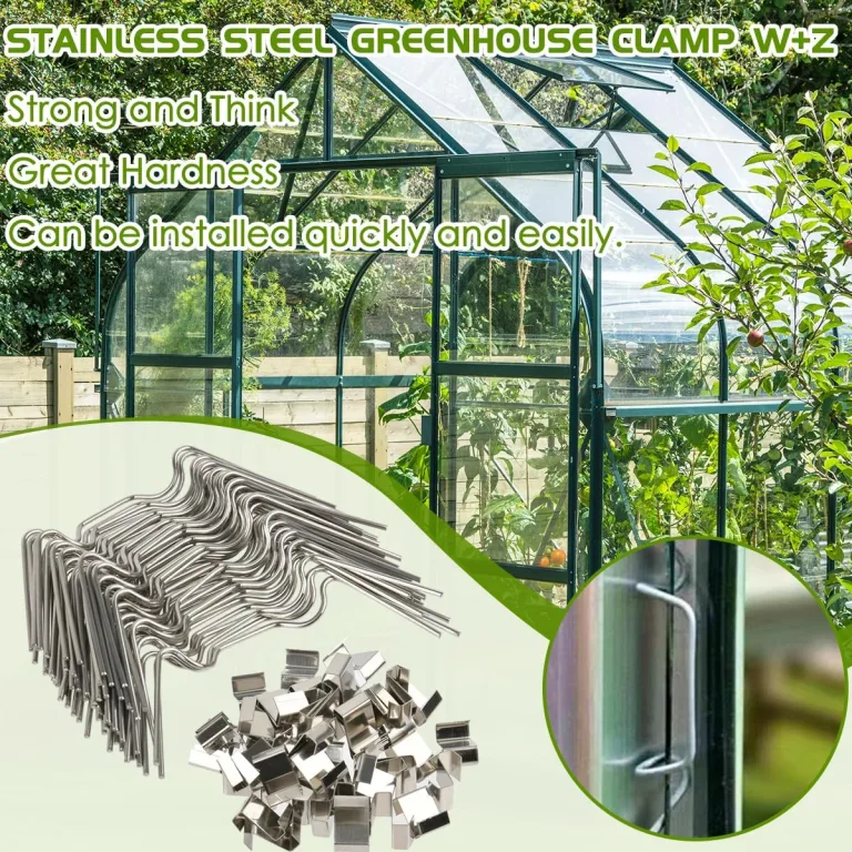 BOPHIS 120PCS Gewächshaus Klammern Edelstahl Gewächshausklammern Gewächshaus Zubehör Klammer Sturmfest Gewächshaus Zubehör für Hohlkammerplatten, Gewächshaus Platten, Doppelstegplatten – Bild 11