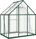 Refined Pflanzenhaus mit Dachrinnensystem Flügeltür Treibhaus für Pflanzen Frühbeet Gewächshaus mit Fundamentrahmen Grün 169x114x195 cm Aluminimum - Thumbnail 6