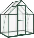 Refined Pflanzenhaus mit Dachrinnensystem Flügeltür Treibhaus für Pflanzen Frühbeet Gewächshaus mit Fundamentrahmen Grün 169x114x195 cm Aluminimum - Thumbnail 1